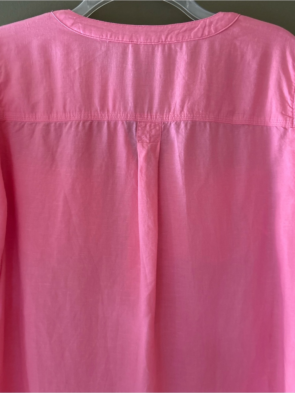Talbots Linen Camp Shirt Split Neckline Size M Pink - Picture 7 of 13
